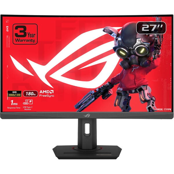 Monitor Gaming Asus ROG Strix XG27WCMS 27 inch QHD VA 1 ms 280 Hz USB-C HDR Curbat Negru