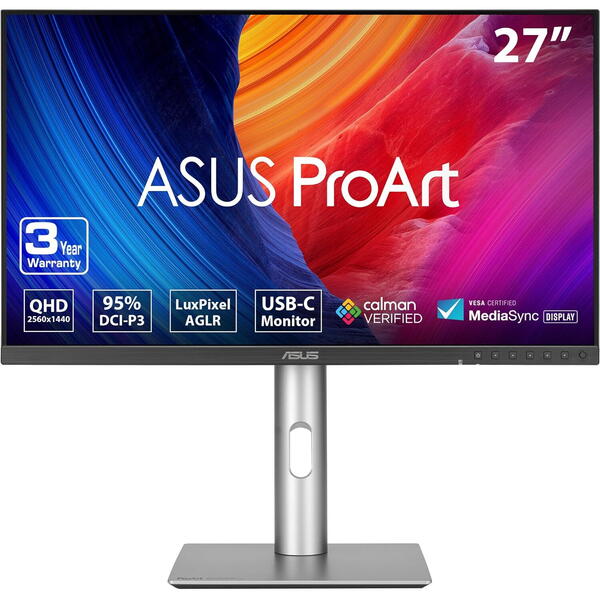 Monitor LED Asus ProArt PA278CFRV 27 inch QHD IPS 5 ms 100 Hz USB-C HDR Argintiu