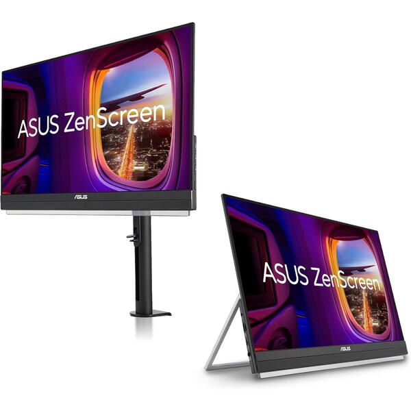 Monitor LED Asus ZenScreen MB229CF 21.5 inch FHD IPS 5 ms 100 Hz USB-C Negru