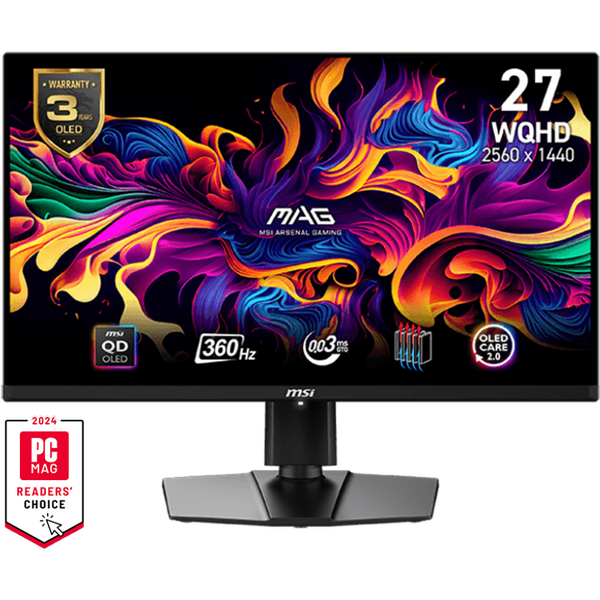 Monitor LED MSI MAG 271QPX 26.5 inch QHD QD-OLED 0.03 ms 360 Hz USB-C Negru