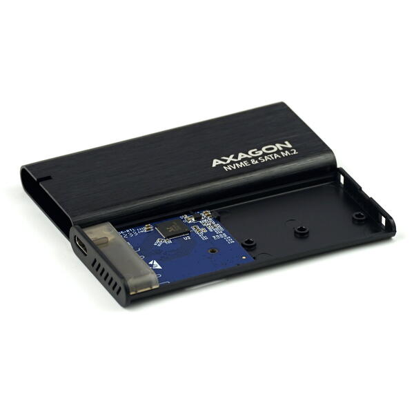 Rack AXAGON EEM2-SB2 M.2 NVMe/SATA SSD, USB-C 3.2, Negru