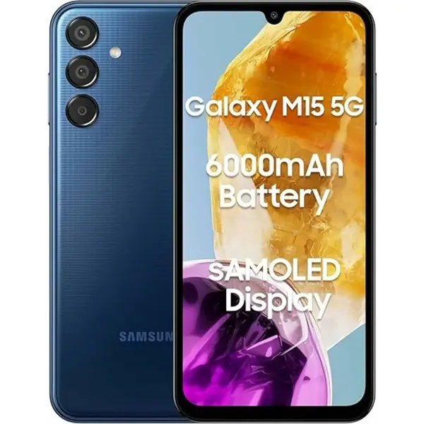 Smartphone Samsung Galaxy M15, 6.5 inch, 128GB, 4GB RAM, Dual SIM, 5G, 4-Camera, Dark Blue