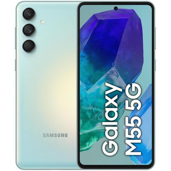 Smartphone Samsung Galaxy M55, 6.7 inch, 128GB, 8GB RAM, Dual SIM, 5G, 4-Camere, Light Green