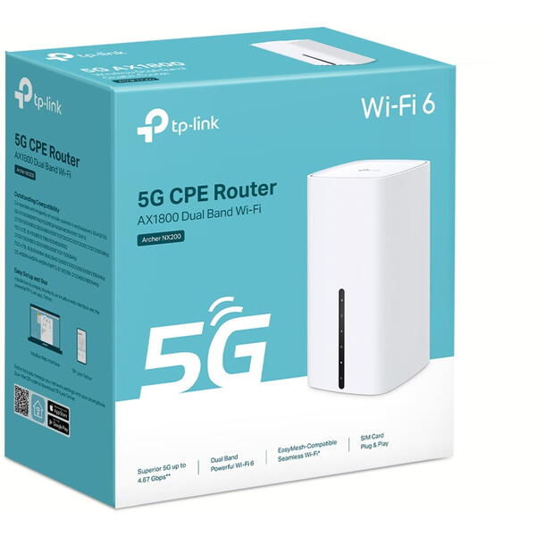 Router Wireless TP-LINK ARCHER NX200 Dual-Band WiFi 6 5G LTE, Gigabit