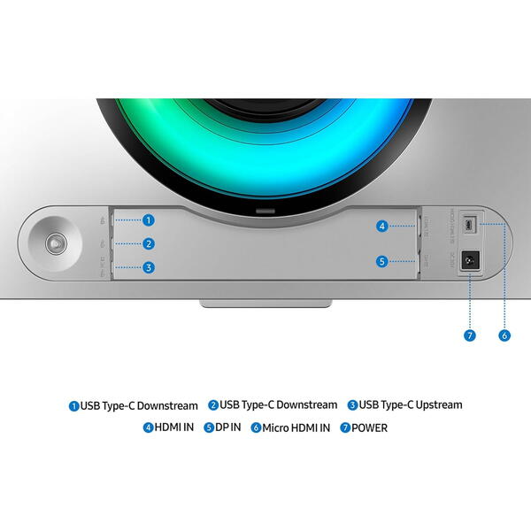 Monitor LED Samsung Odyssey G9 G95SD LS49DG950SUXDU 49 inch DQHD QD-OLED 0.03 ms 240 Hz HDR Curbat Alb/Argintiu