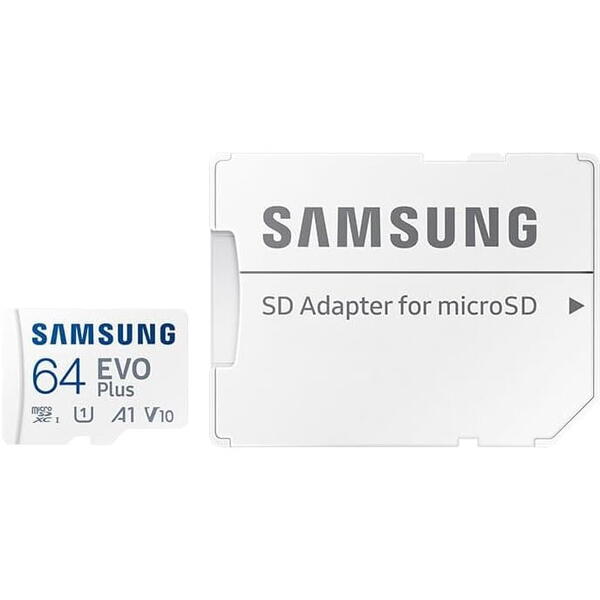 Samsung EVO Plus (2024) 64GB, Class 10, UHS-I U3, V10, A2 + Adaptor SD