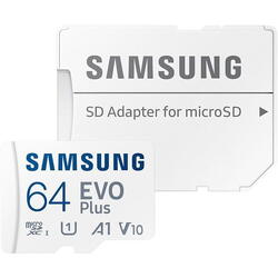 Samsung EVO Plus (2024) 64GB, Class 10, UHS-I U3, V10, A2 + Adaptor SD