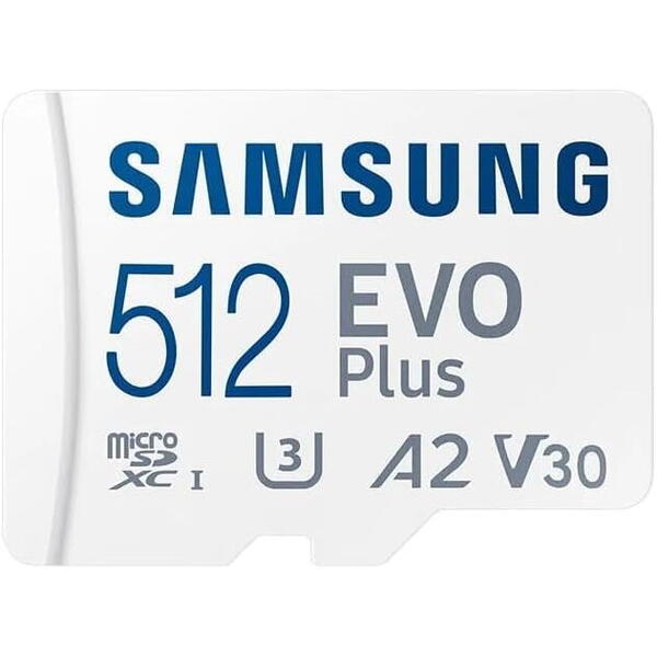 Samsung EVO Plus (2024) 512GB, Class 10, UHS-I U3, V10, A2 + Adaptor SD