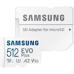 Samsung EVO Plus (2024) 512GB, Class 10, UHS-I U3, V10, A2 + Adaptor SD