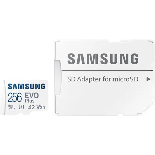 Samsung EVO Plus (2024) 256GB, Class 10, UHS-I U3, V10, A2 + Adaptor SD