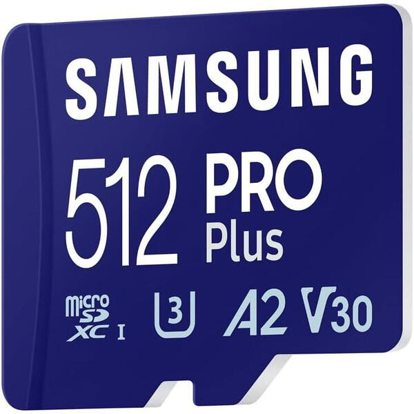 Samsung PRO Plus MB-MD512SB/WW 512GB, Class 10, UHS-I U3, V30, A2 + Adaptor USB