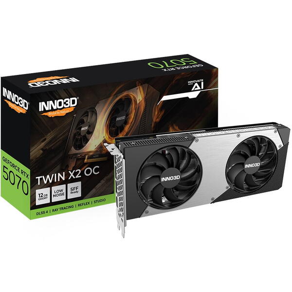 Placa video INNO3D GeForce RTX 5070 TWIN X2 OC 12GB GDDR7 192 Bit DLSS 4.0