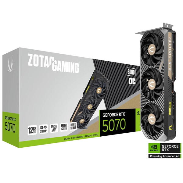 Placa video Zotac GeForce RTX 5070 SOLID OC 12GB GDDR7 192 Bit DLSS 4.0