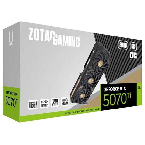 Placa video Zotac GeForce RTX 5070 Ti Solid OC SFF 16GB GDDR7 256 Bit DLSS 4.0