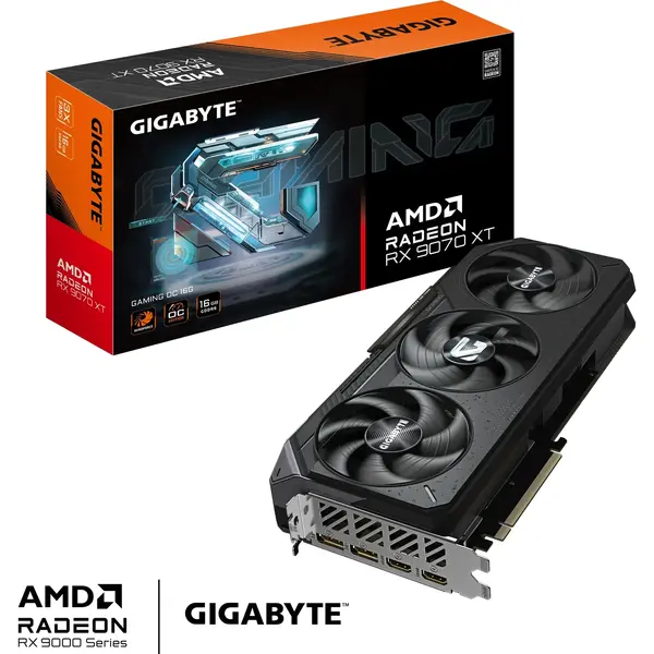 Placa video Gigabyte Radeon RX 9070 XT GAMING OC, 16 GB, GDDR6, 256-bit