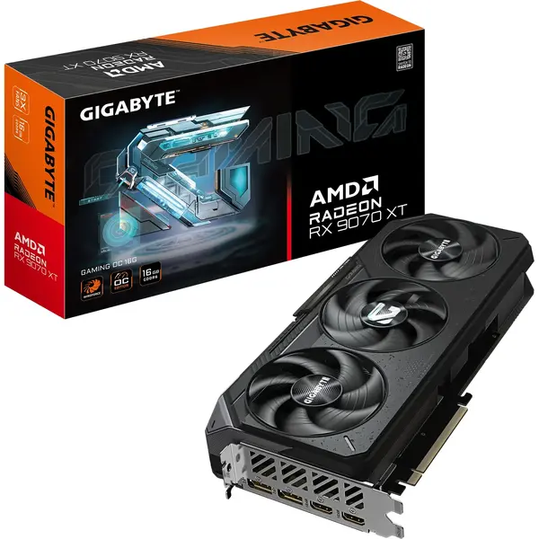 Placa video Gigabyte Radeon RX 9070 XT GAMING OC, 16 GB, GDDR6, 256-bit