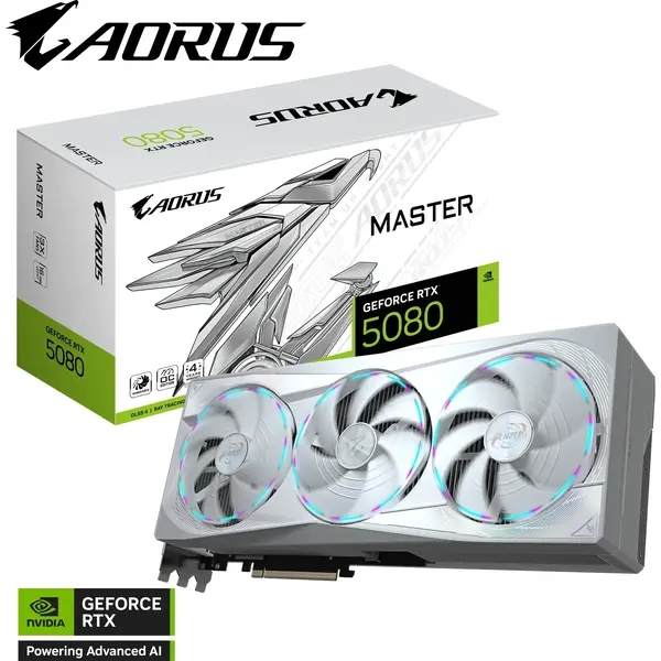 Placa video Gigabyte AORUS GeForce RTX 5080 MASTER ICE 16GB GDDR7 256 Bit DLSS 4.0