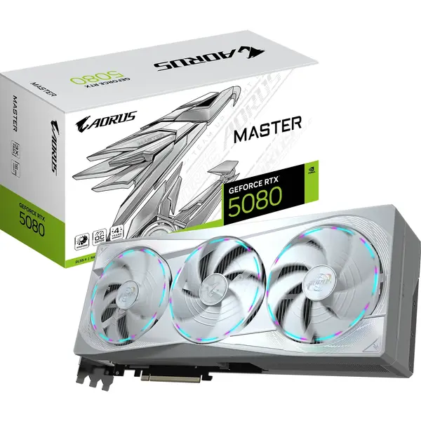 Placa video Gigabyte AORUS GeForce RTX 5080 MASTER ICE 16GB GDDR7 256 Bit DLSS 4.0