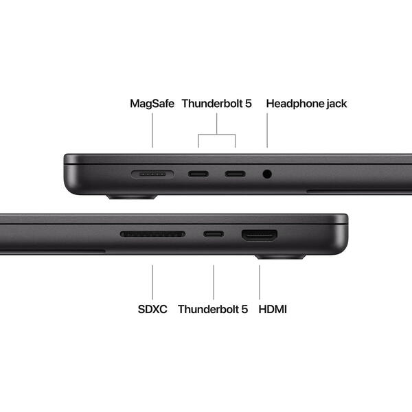 Laptop MacBook Pro 16, 16.2 inch Liquid Retina XDR, Apple M4 Max chip (16-core CPU), 128GB, 1TB SSD, Apple M4 Max 40-core GPU, macOS, Space Black, INT keyboard, 2024