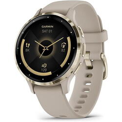 Venu 3S, 1.2 inch GPS, Wi-Fi, curea silicon, French Gray/Soft Gold