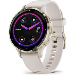 Venu 3S, 1.2 inch GPS, Wi-Fi, curea silicon, Ivory/Soft Gold