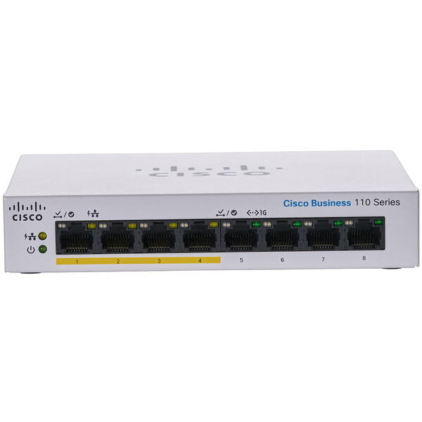 Switch Cisco CBS110-8PP-D-EU 8 porturi Gigabit Partial PoE