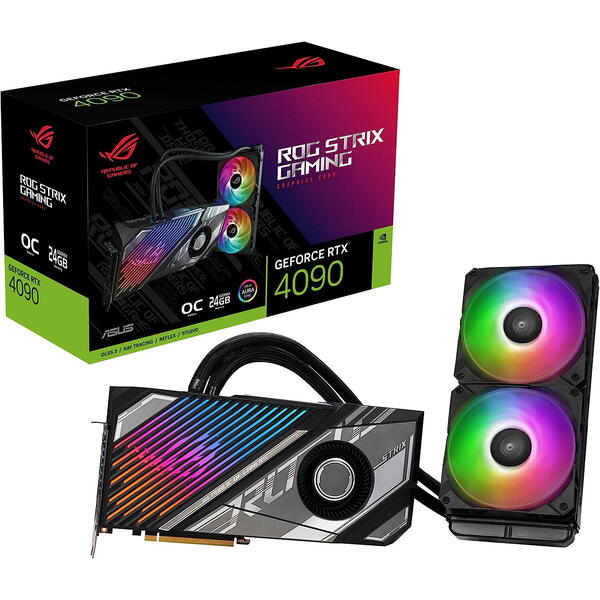 Placa video Asus GeForce RTX 4090 ROG STRIX LC OC Edition 24GB GDDR6X 384 bit DLSS 3.0